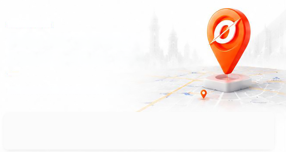 Odysse location pin over a stylised map