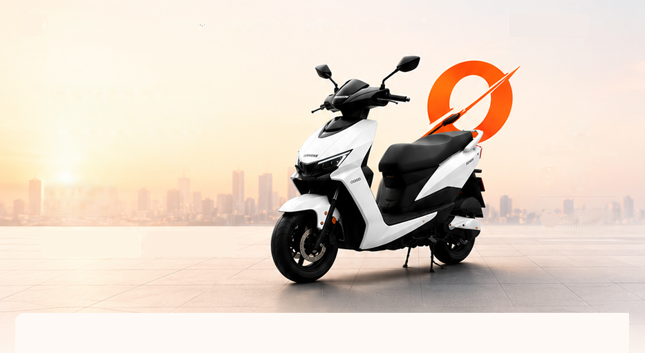 Odysse electric scooter against a city skyline