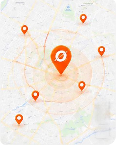 Map showing Odysse dealer locations across the city